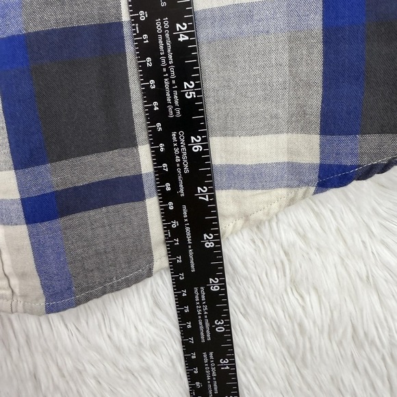 Express Flannel Shirt Mens‎ Medium Fitted Plaid Button Down Long Sleeve Casual - Picture 6 of 8